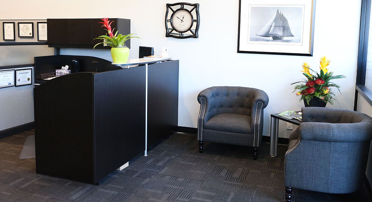 The Williams Insurance office waiting room and welcome desk